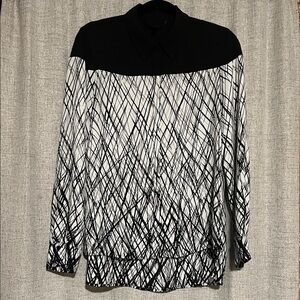 BCBGMaxAzria Black and White Graphic Button Down Shirt